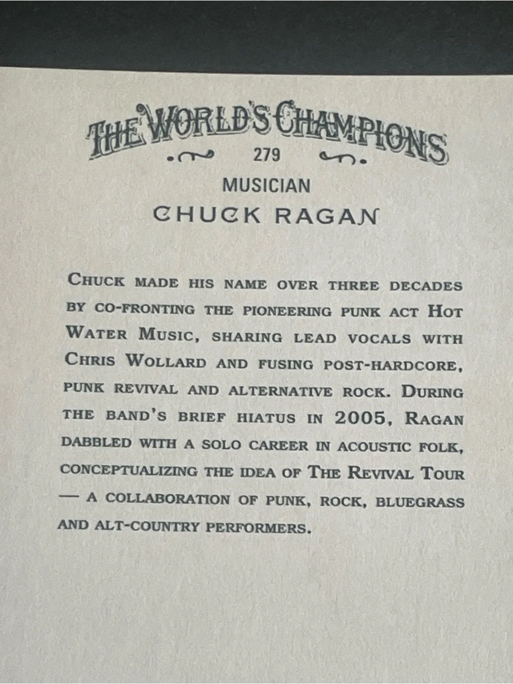 2025 Topps Allen & Ginter Chuck Ragan Musician #279 Hot Water Music Base Card